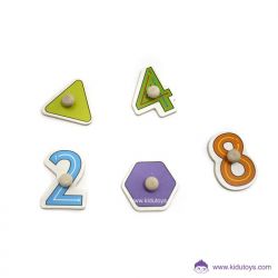 Puzzle Knob Kayu Angka & Bentuk 	 