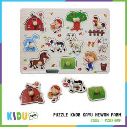 Puzzle Knob Kayu Hewan Farm 	 - PZKKHWF 